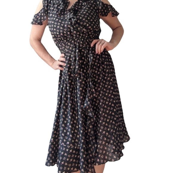LOFT PETITE XS FLORAL WRAP DRESS - Picture 1 of 9